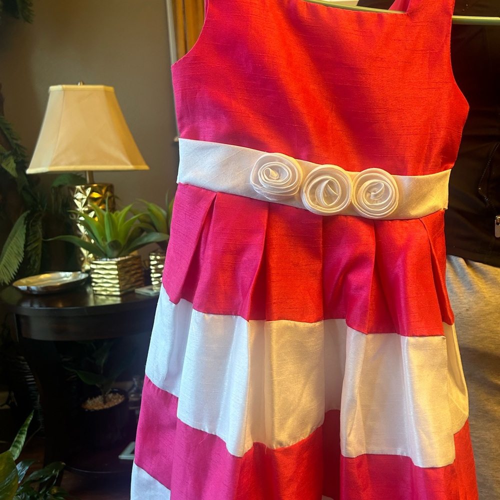 Pink and White Striped Kids Dress